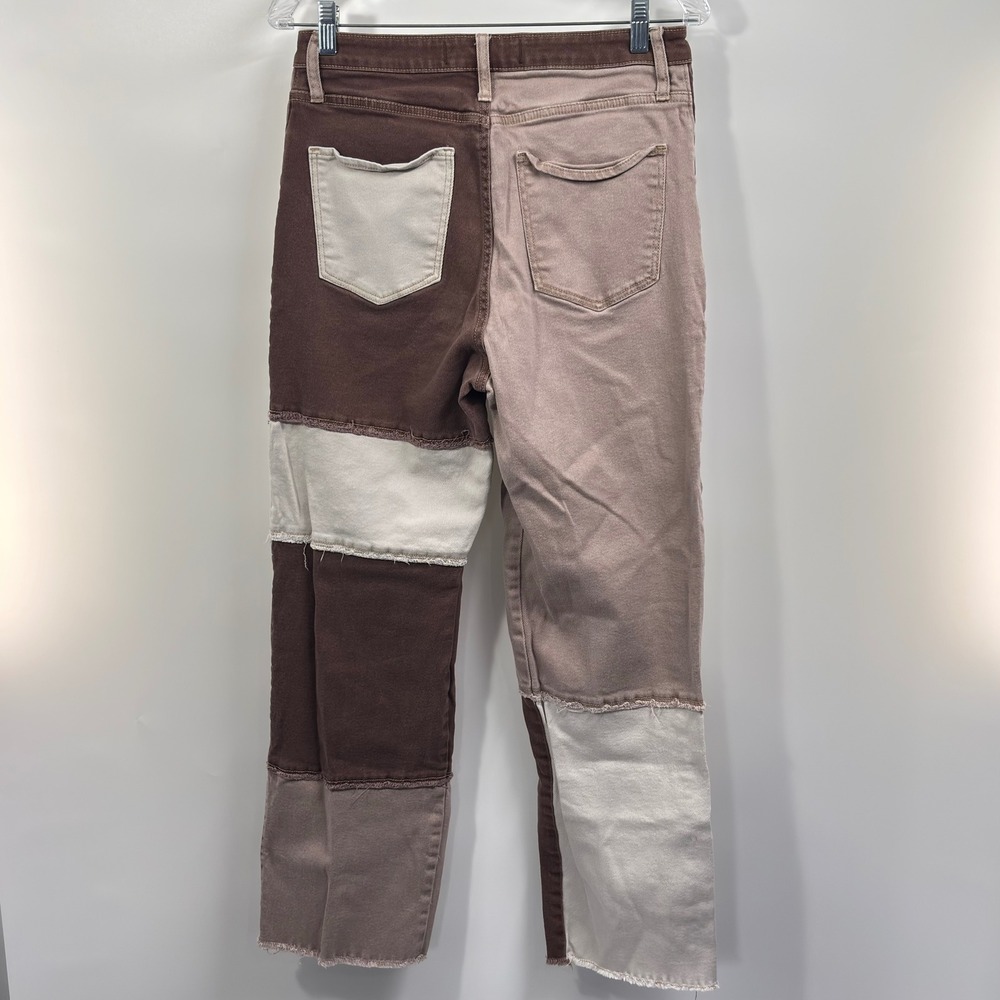 Hollister Women's 29x29 Patchwork Dad Jeans Ultra High Rise Straight Leg Brown - Picture 5 of 7